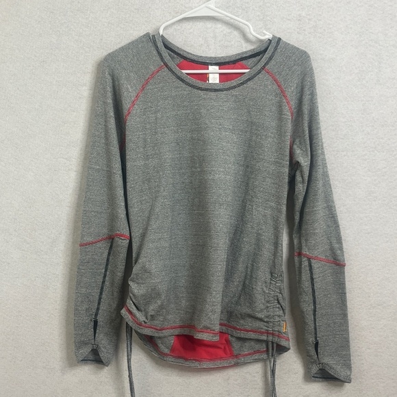 Lucy Tech Tops - Lucy Tech Gray Striped Ruched Workout Top Large
